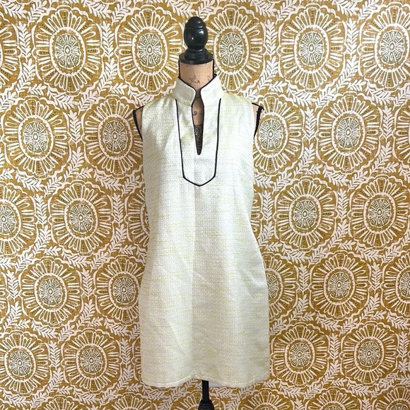 Sail To Sable Tweed Sleeveless V-Neck Sheath Mini Dress Lime Green/Silver Szie M - Picture 2 of 9